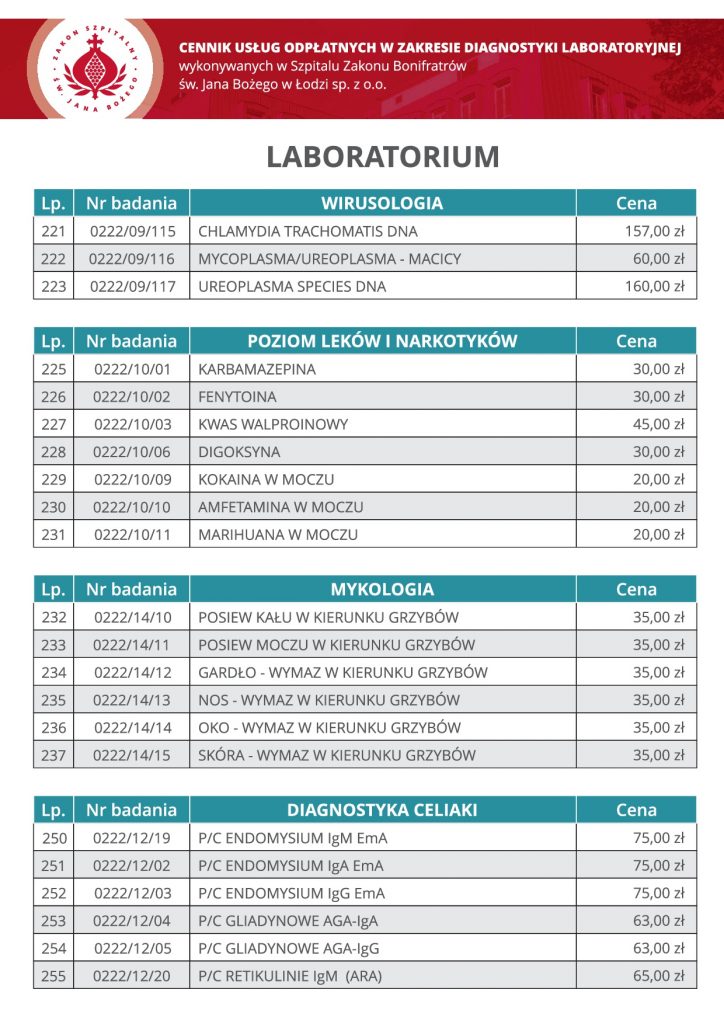 Szpital Zakonu Bonifratrów św Jana Bożego łódź